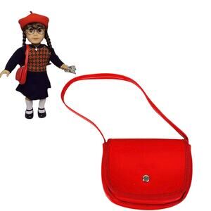 American Girl Molly Doll Red Purse Meet Accessory Faux Leather Shoulder Handbag